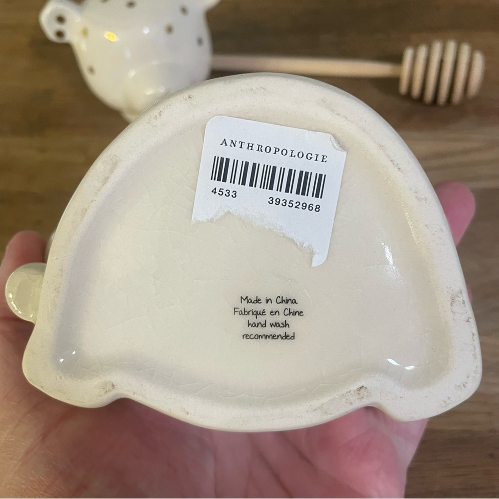NEW Anthropologie Ceramic Dottie Honey Bear Jar with Dipper - Picture 6 of 8